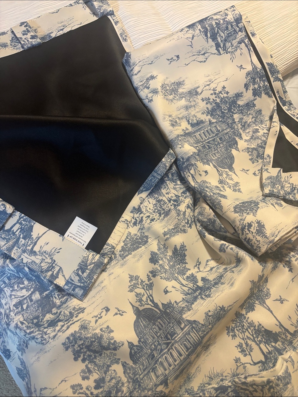 Blue toile blackout curtains